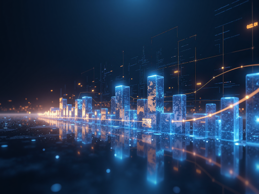 未来科技概念图，数字化城市轮廓，蓝色光影效果，高科技感背景